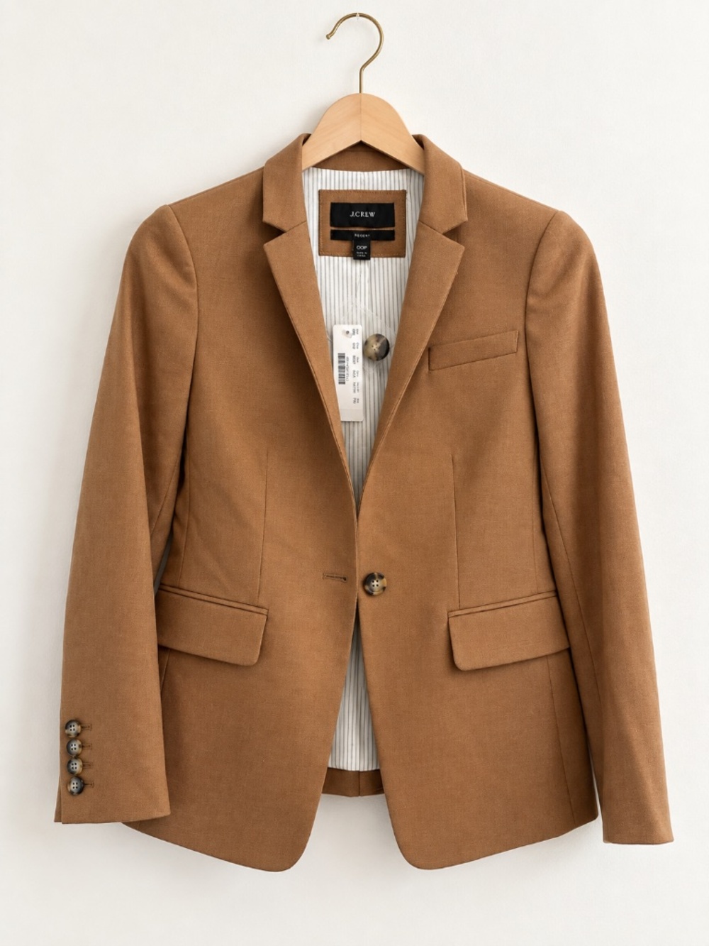 J.Crew Regent 98% Wool Camel Blazer Petite 00P NWT